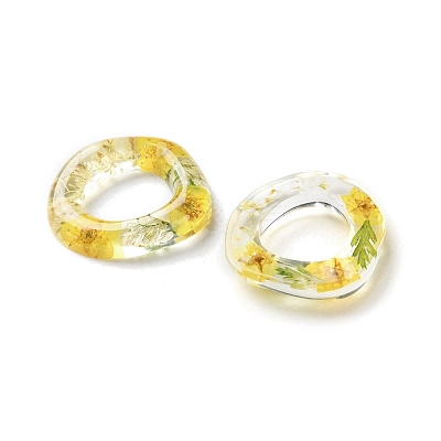 Inner Dried Flower Transparent Resin Ring Pendants RESI-A043-07A-1