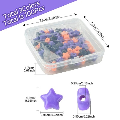 100Pcs 3 Colors Opaque Acrylic Beads MACR-FS0002-26-1