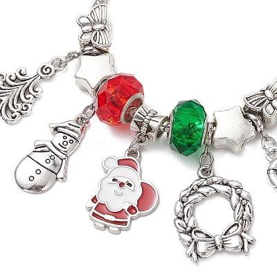 Christmas Theme Glass & Alloy European Beads Bracelets for Women BJEW-JB11198-02-1