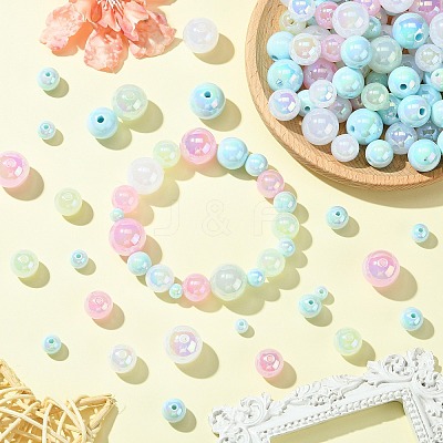 250G UV Plating Rainbow Iridescent Opaque Acrylic Beads PACR-CJ0001-38A-1