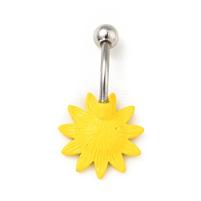 Alloy Daisy Curved Barbell AJEW-G042-01P-1