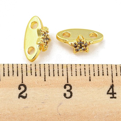 Rack Plating Brass Micro Pave Clear Cubic Zirconia Connector Charms KK-F864-04G-1