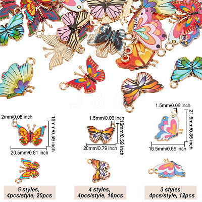48Pcs 12 Style Alloy Enamel Printed Pendants ENAM-OC0001-10-1