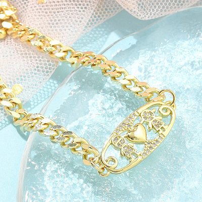 Brass Micro Pave Cubic Zirconia Link Bracelets BJEW-S158-13G-A-1