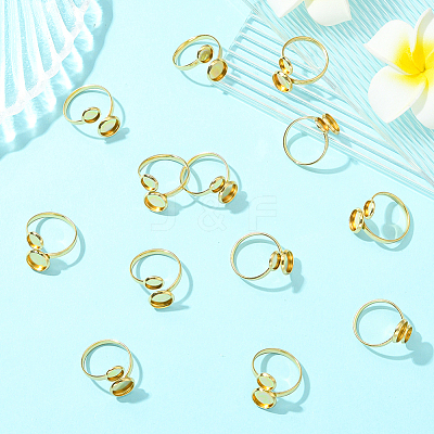 16Pcs 304 Stainless Steel Open Cuff Ring Findings STAS-BBC0008-17-1
