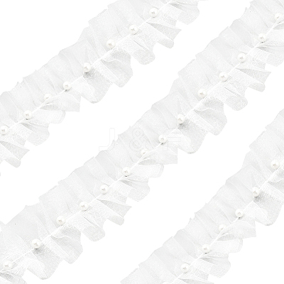 Polyester with Plastic Pearl Bead Wrinkle Ribbon OCOR-WH20003-63B-1