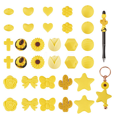 92Pcs Transparent Silicone Focal Beads SIL-TA0002-85B-1