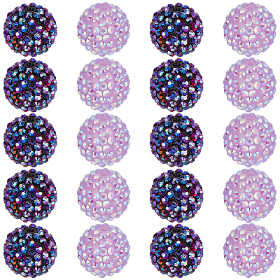 40Pcs 2 Colors AB-Color Resin Rhinestone Beads RESI-PA0001-28-1