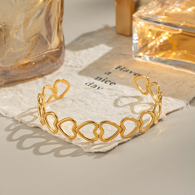 Hollow 304 Stainless Steel Cuff Bangles for Women QQ2164-1