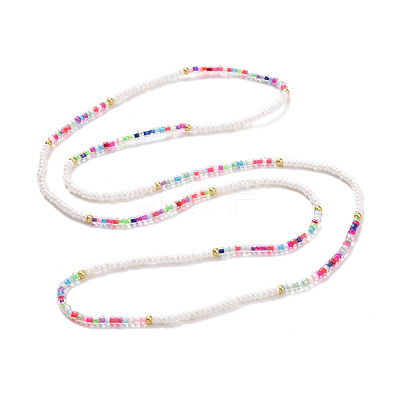 Glass Seed Beaded Elastic Waist Bead Chains NJEW-C00021-1