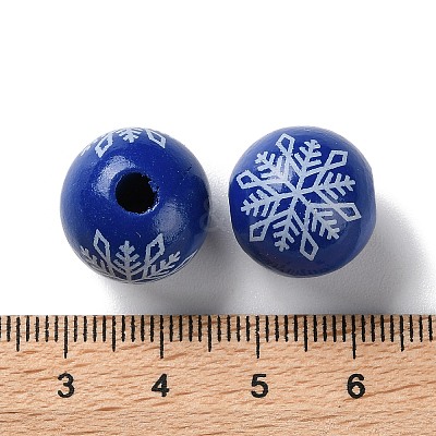 Printed Wood European Beads WOOD-Z002-08B-1