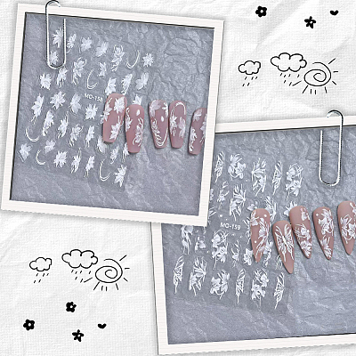 4Pcs 4 Styles Flower Pattern Self Adhesive PET Nail Art Stickers Decals MRMJ-SP0001-22-1