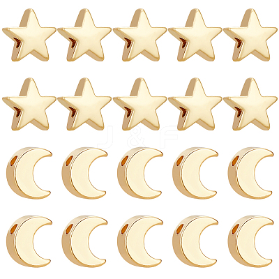20Pcs 2 Style Brass Beads KK-BC0010-42-1
