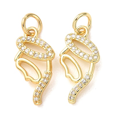 Brass Micro Pave Clear Cubic Zirconia Pendants CU-E003-01G-1