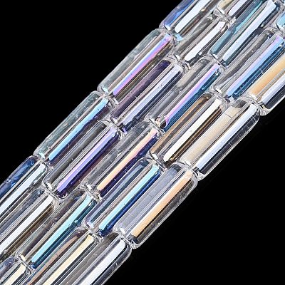 Electroplate Transparent Glass Beads Strands EGLA-Q132-02A-C03-1