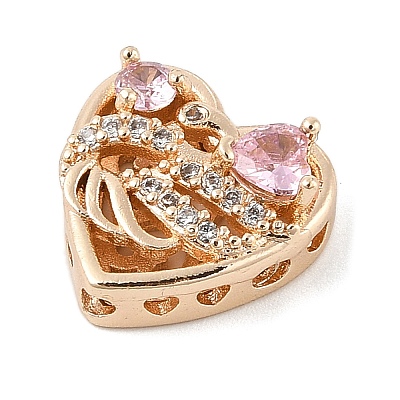 Brass Micro Pave Cubic Zirconia Beads KK-K297-32G-01-1