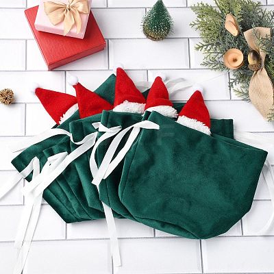 Christmas Hat Velvet Drawstring Bags ST-CJ0001-01B-1