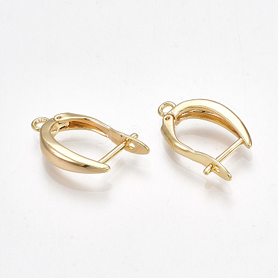 Brass Hoop Earring Findings with Latch Back Closure X-KK-S350-072G-1