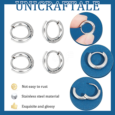Unisex 304 Stainless Steel Hoop Earrings STAS-UN0002-60P-06-1