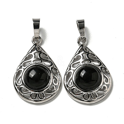 Natural Obsidian Pendants G-Q158-05P-24-1