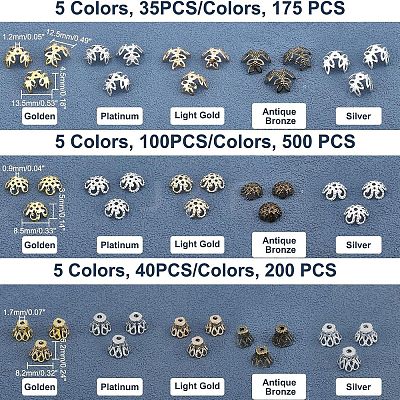 600Pcs 12 Style Multi-Petal Iron Bead Caps IFIN-FH0001-58-1