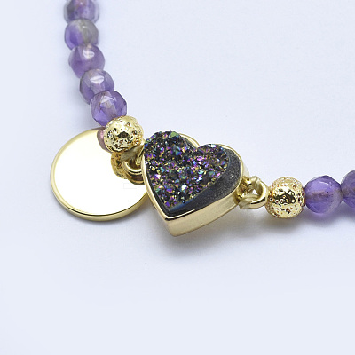 Natural Amethyst Braided Bead Bracelets BJEW-I258-G01-1