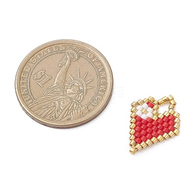Beaded Heart Charms PALLOY-MZ01147-01-1