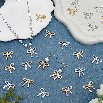 24Pcs 2 Colors Alloy Rhinestone Pendants ALRI-SC0001-46-1