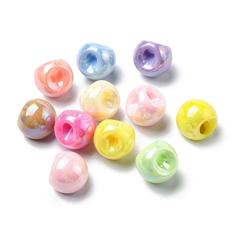 Plating Iridescent Acrylic Beads OACR-R256-01-1