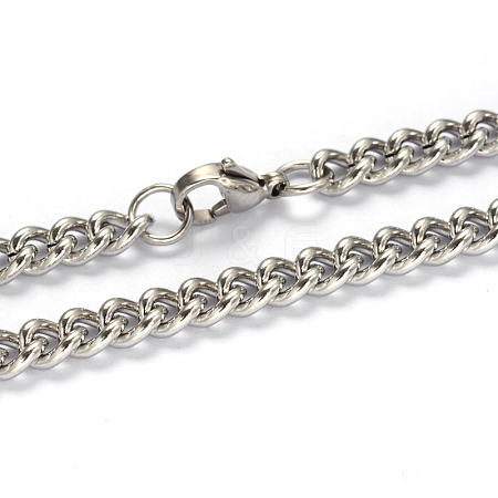 Tarnish Resistant 201 Stainless Steel Twisted Chain Curb Chain Necklaces NJEW-L416-06P-1