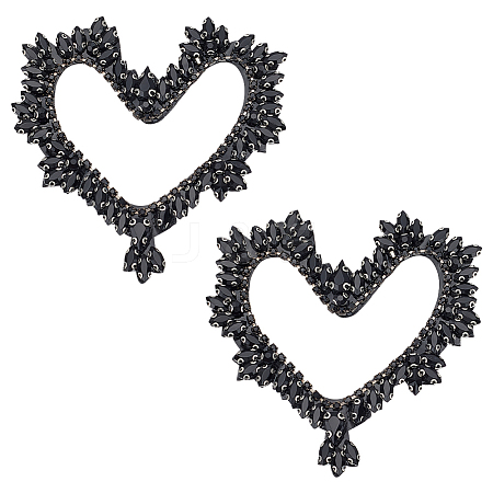 2Pcs Heart Rhinestone Garment Accessores FIND-FG0003-50-1