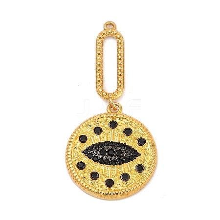 Brass Micro Pave Cubic Zirconia Black Evil Eye Pendants KK-U058-42G-1