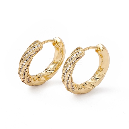 Clear Cubic Zirconia Twist Hoop Earrings EJEW-B014-02G-1