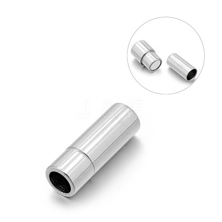 Tarnish Resistant Smooth 304 Stainless Steel Column Magnetic Clasps with Glue-in Ends STAS-E089-12B-1