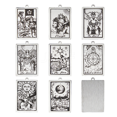 8Pcs 8 Styles 201 Stainless Steel Pendants STAS-DC0016-10-1