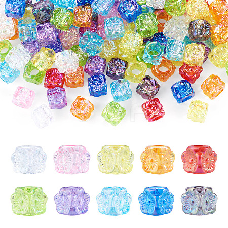 100Pcs UV Plating Transparent Acrylic European Beads TACR-TA0001-93A-1
