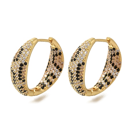 Rack Plating Brass Micro Pave Cubic Zirconia Hoop Earrings EJEW-H016-22G-1