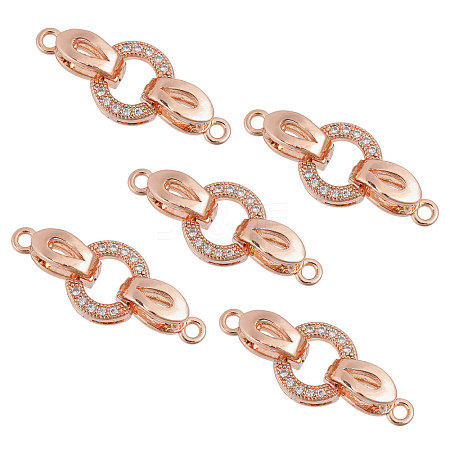 CHGCRAFT 5 Sets Brass Micro Pave Clear Cubic Zirconia Fold Over Clasps KK-CA0002-67RG-1