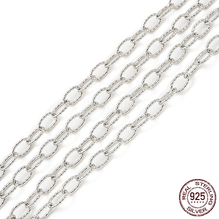 Rhodium Plated 925 Sterling Silver Cable Chains STER-F052-14P-1