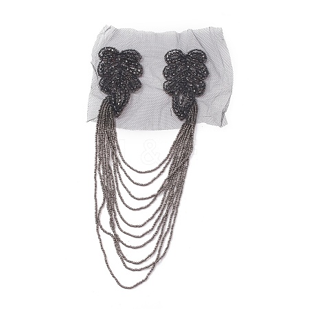 Glass Beaded Hamdmade Fashion Tassel Epaulette LS-AJEW-WH0235-50-1