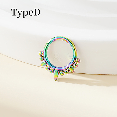 316 Surgical Stainless Steel Spike Hoop Nose Rings WG34C30-10-1