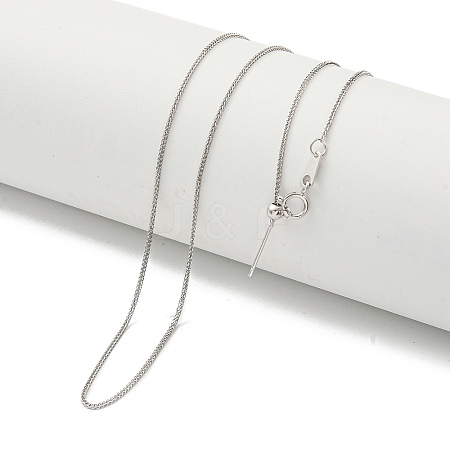 Rhodium Plated 925 Sterling Silver Wheat Chain Necklaces NJEW-C052-02P-1