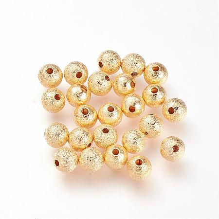 Brass Textured Beads KK-Q669-36G-1