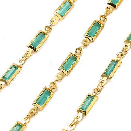 Brass Glass Rectangle Link Chains CHC-R001-01G-04-1