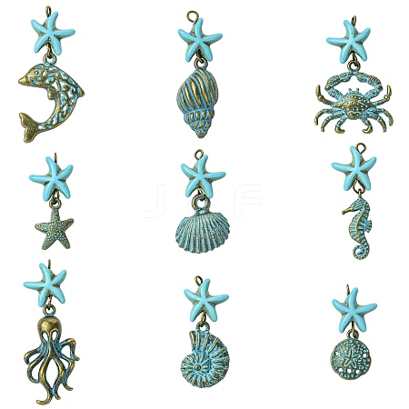 18Pcs 9 Style Alloy Pendants PALLOY-CJ00182-1