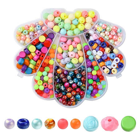 580Pcs Mixed Styles Acrylic Beads MACR-YW0003-39-1