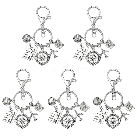 5Pcs Travel Alloy Keychain KEYC-YW00244-1