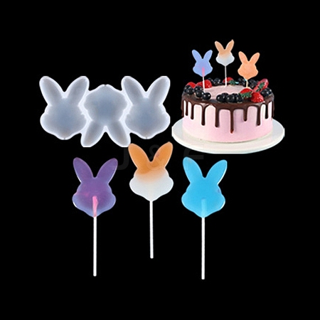 DIY Rabbit's Head Lollipop Making Silicone Molds X-DIY-E051-02-1