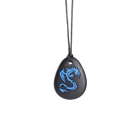 Teardrop with Dragon Food Grade Eco-Friendly Silicone Pendants PW-WGEF2D6-05-1