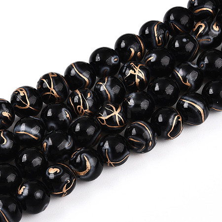 Baking Paint Glass Beads Strands DGLA-N010-10mm-10-1